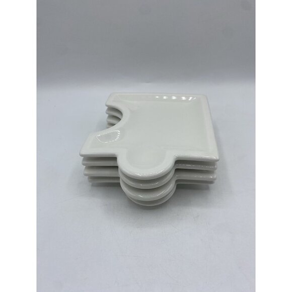 Vintage Syracuse China Set 4 Ceramic 5” X 6” Puzzle Piece Appetizer Plates USA - Picture 16 of 16